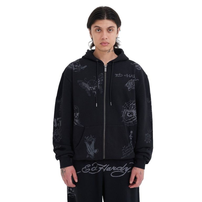 Ed Hardy MENS TATTOO CLUB ZIP THRU HOODIE ED5172